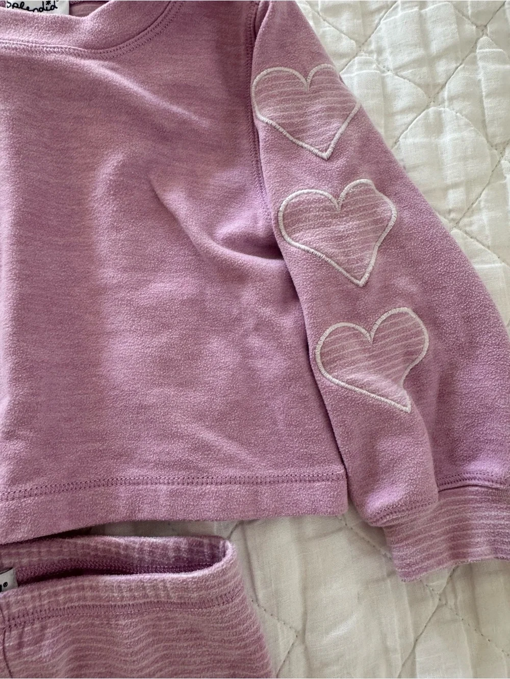 Splendid Girls Lavender Heart Sleeve Sweatshirt & Leggings Set